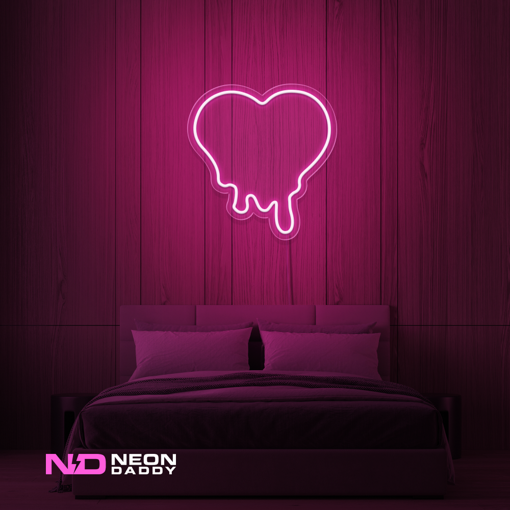 Color: Hot Pink 'Melting Heart' - LED Neon Sign - Affordable Neon Signs