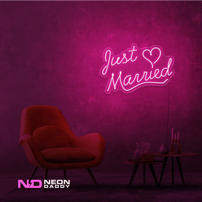 Color: Hot Pink Just Married LED Neon Sign - Wedding Neon Signs