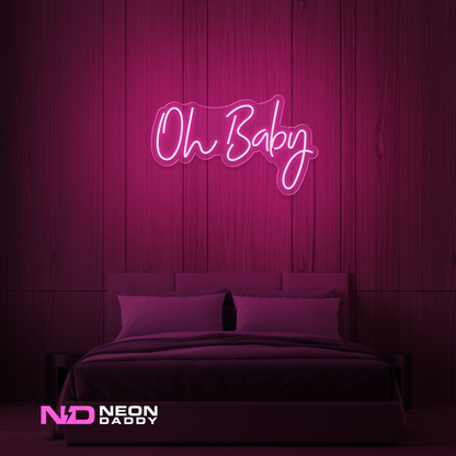 Color: Hot Pink 'Oh Baby' - LED Neon Sign - Event Neon Signs