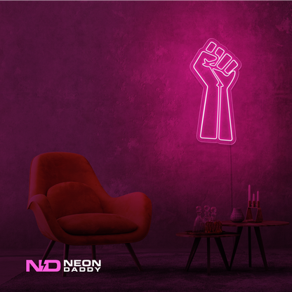 Color: Hot Pink 'Raised Fist' - LED Neon Sign - Affordable Neon Signs