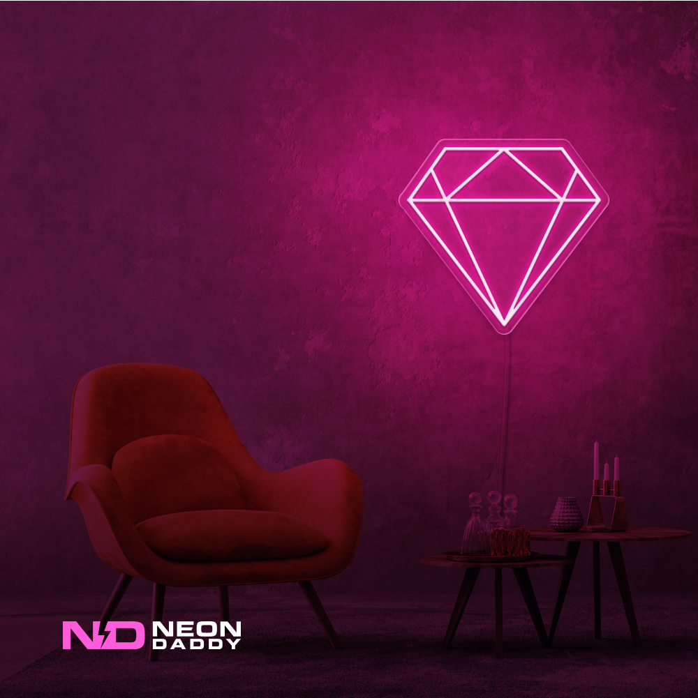 Color: Hot Pink 'Diamond' LED Neon Sign - Affordable Neon Signs
