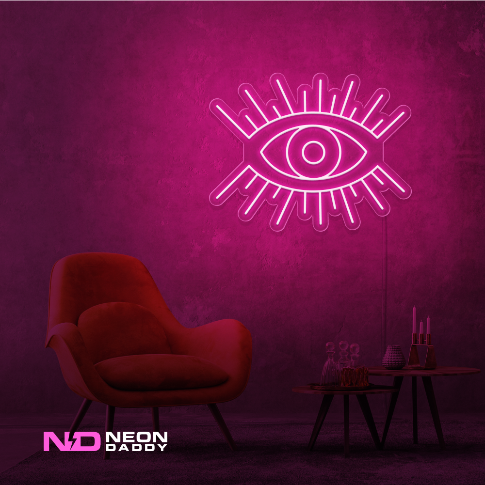 Color: Hot Pink 'Eye' LED Neon Sign - Affordable Neon Signs