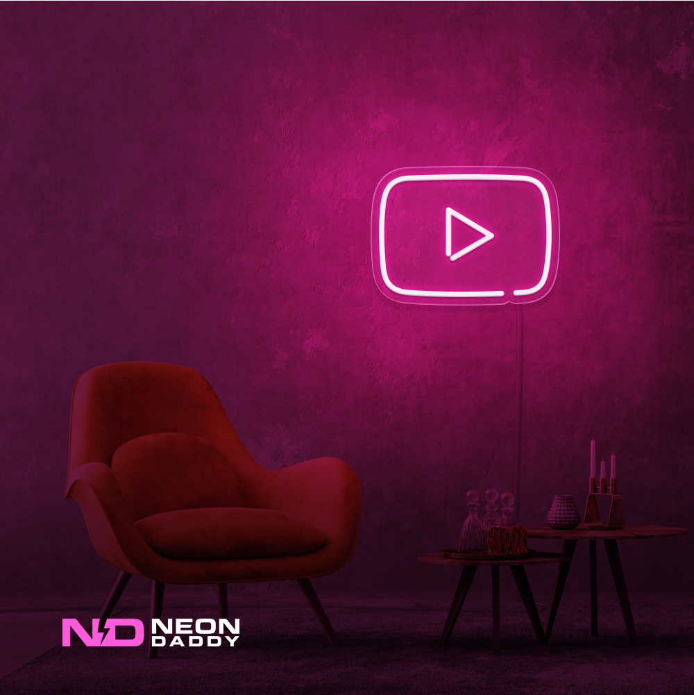 Color: Hot Pink 'Youtube' - LED Neon Sign - Affordable Neon Signs