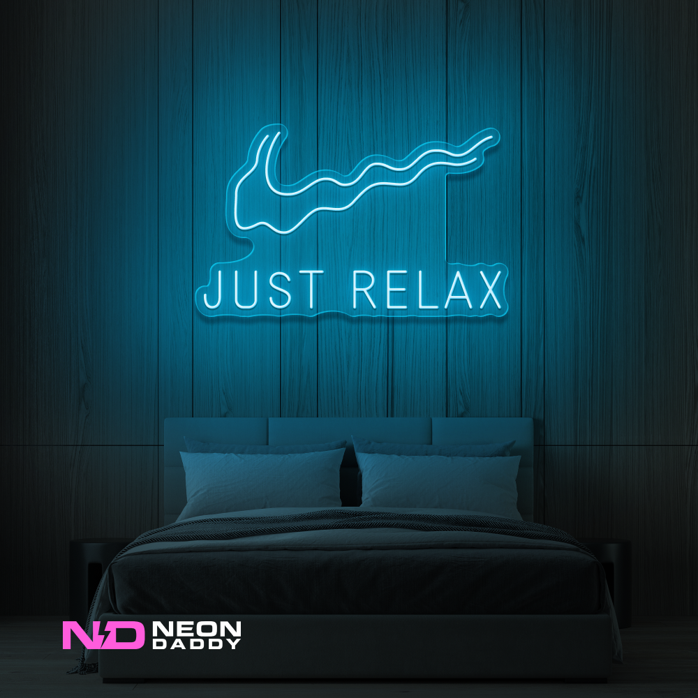 Color: Light Blue Just Relax - LED Neon Sign - Affordable Neon Signs