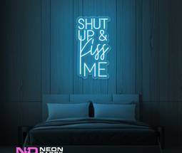 Color: Light Blue Shut up And Kiss Me LED Neon Sign