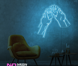 Color: Light Blue 'Naughty Hands' LED Neon Sign - Boujee Neon Signs