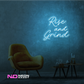 Color: Light Blue 'Rise and Grind' LED Neon Sign