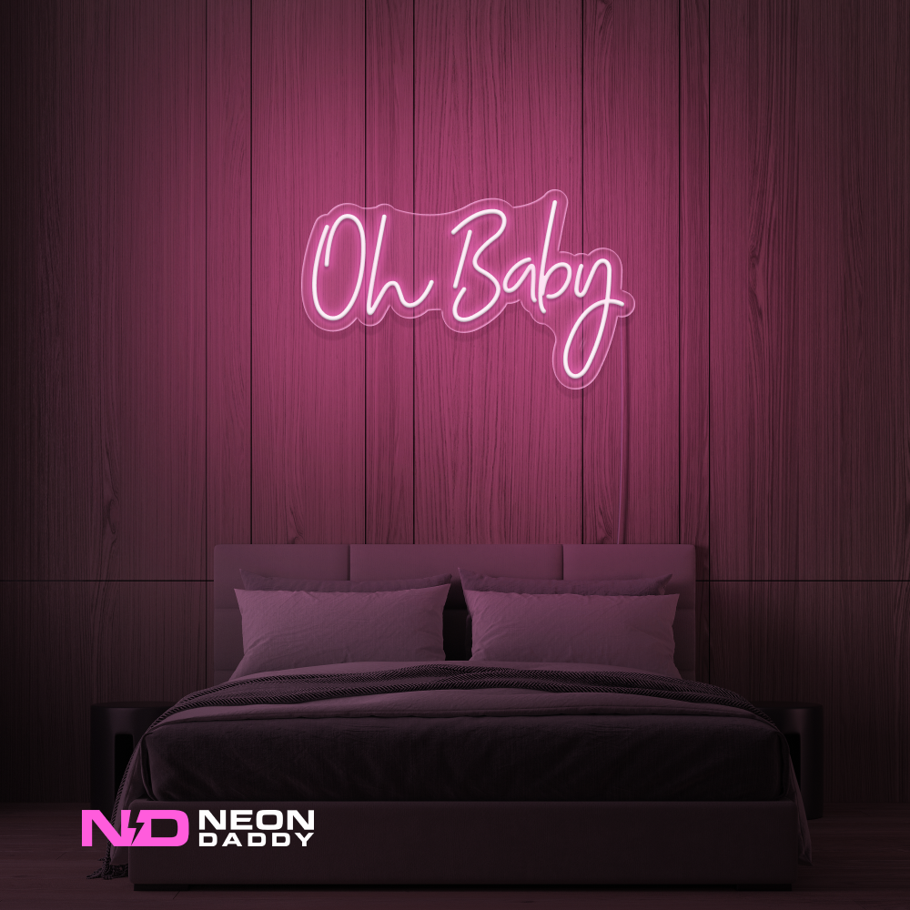 Color: Light Pink 'Oh Baby' - LED Neon Sign - Event Neon Signs