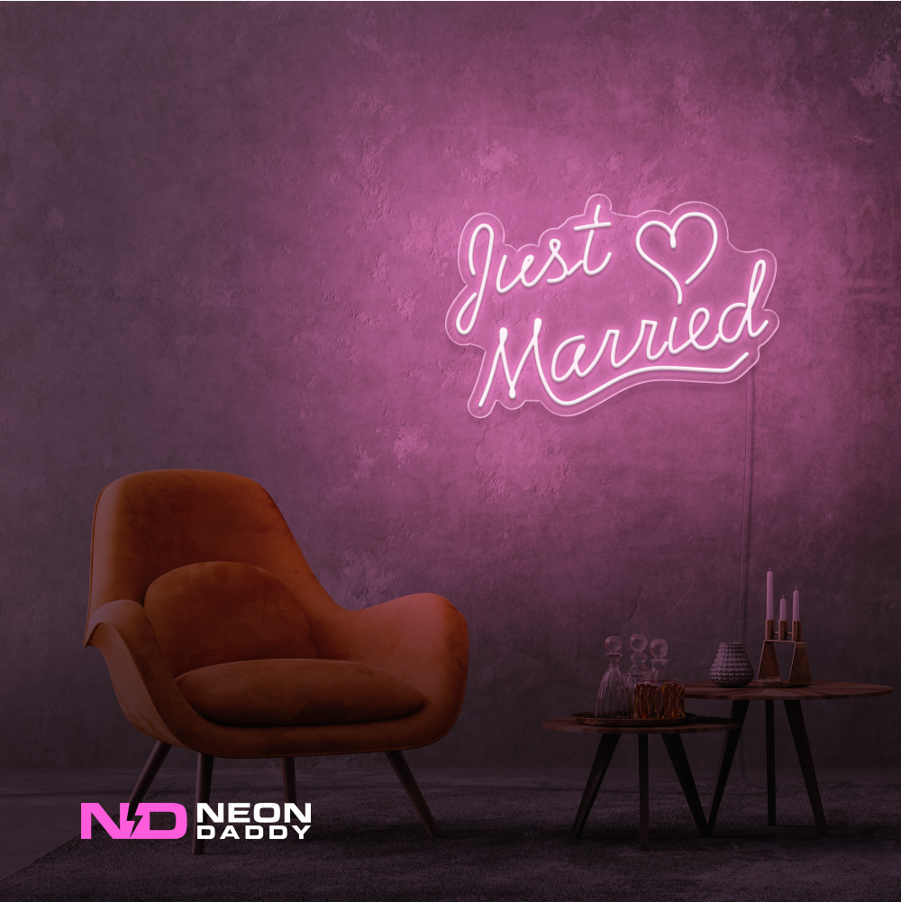 Color: Light Pink Just Married LED Neon Sign - Wedding Neon Signs