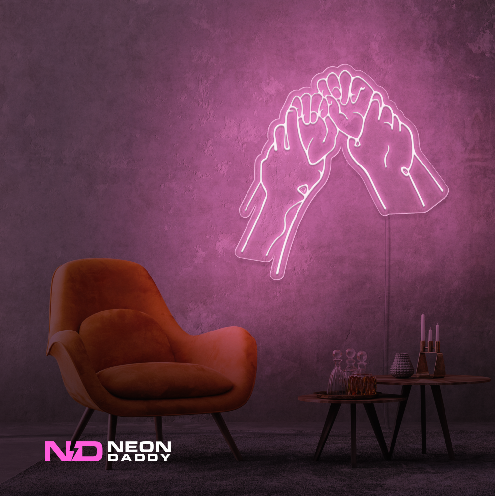Color: Light Pink 'Naughty Hands' LED Neon Sign - Boujee Neon Signs