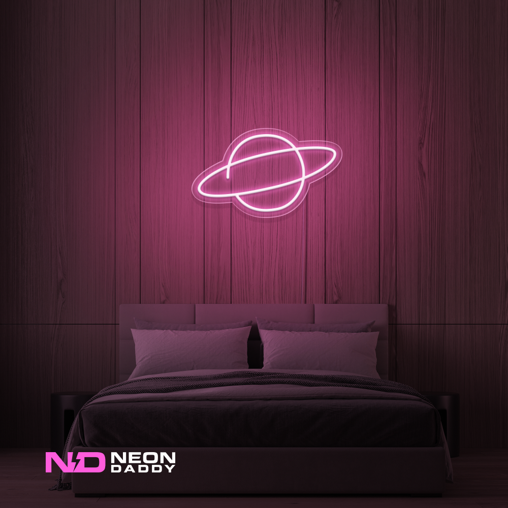 Color: Light Pink 'Planet Neptune' - LED Neon Sign - Space Neon Signs