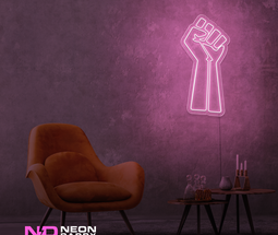 Color: Light Pink 'Raised Fist' - LED Neon Sign - Affordable Neon Signs