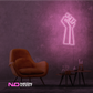 Color: Light Pink 'Raised Fist' - LED Neon Sign - Affordable Neon Signs