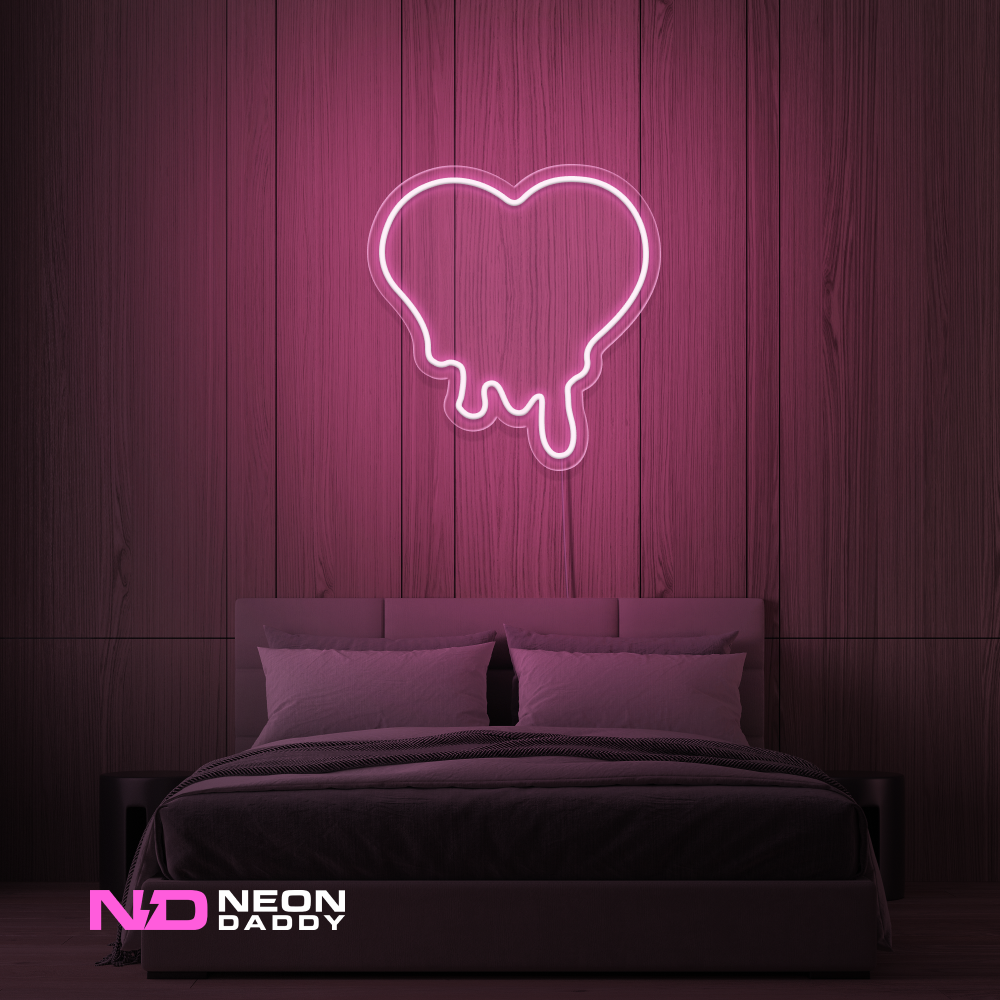Color: Light Pink 'Melting Heart' - LED Neon Sign - Affordable Neon Signs