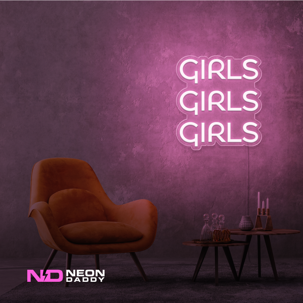 Color: Light Pink Girls Girls Girls LED Neon Sign
