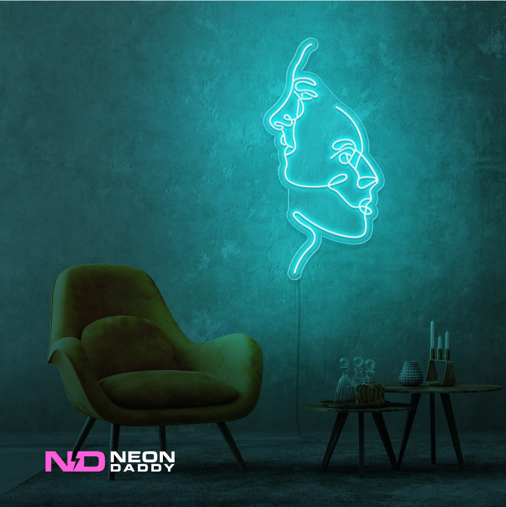 Color: Mint Green 'Two Face' - Art LED Neon Sign
