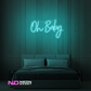 Color: Mint Green 'Oh Baby' - LED Neon Sign - Event Neon Signs