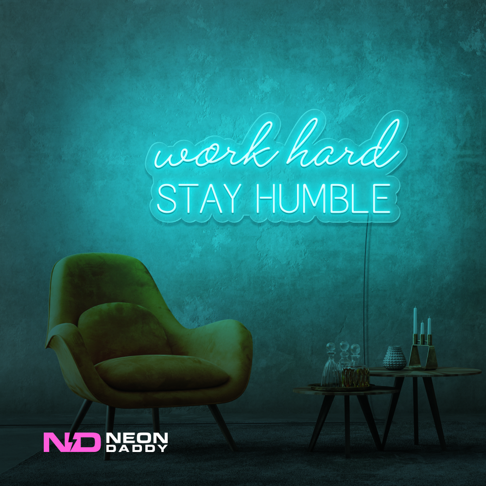 Color: Mint Green 'Work Hard Stay Humble' - Affordable Neon Signs