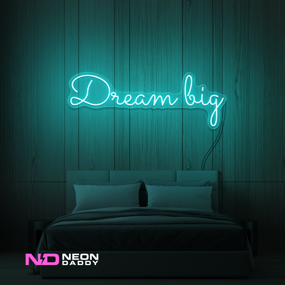 Color: Mint Green 'Dream Big' LED Neon Sign - Affordable Neon Signs