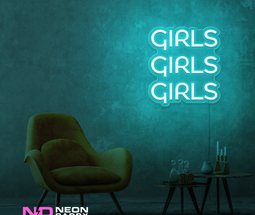 Color: Mint Green Girls Girls Girls LED Neon Sign