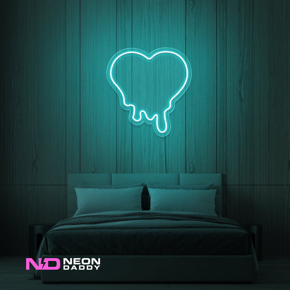 Color: Hot Pink, Light Pink, Red, Orange, Purple, Blue, Yellow, Light Blue, White, Warm White, Green, Mint Green 'Melting Heart' - LED Neon Sign - Affordable Neon Signs