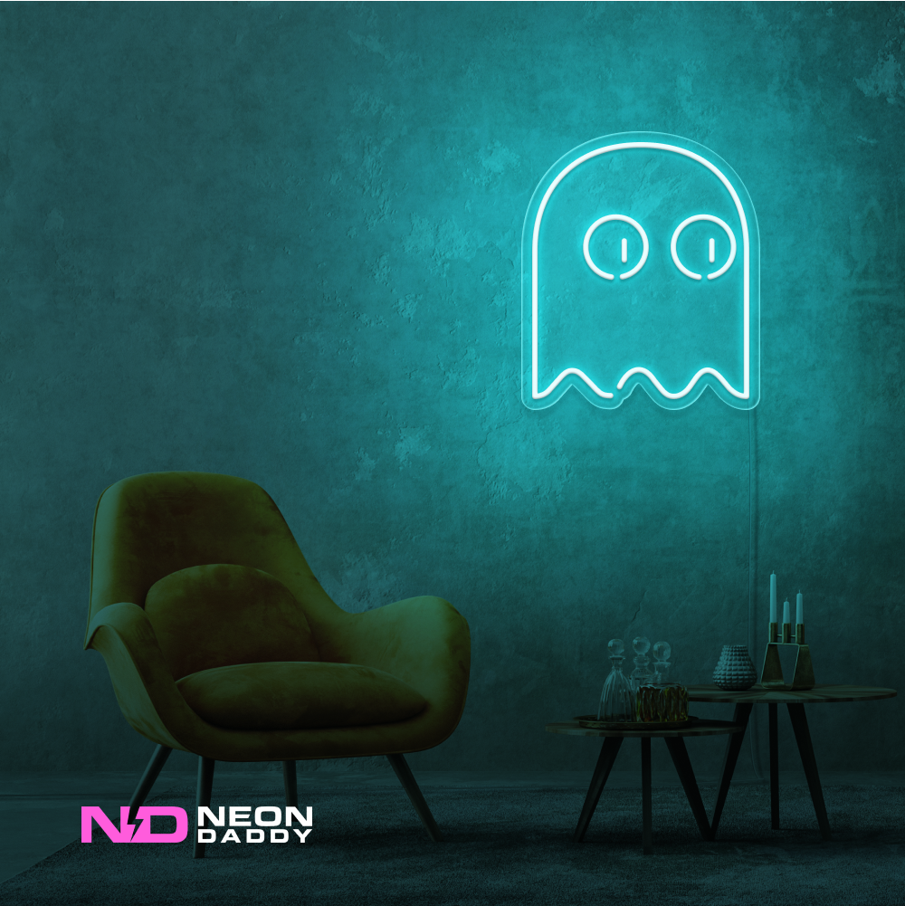 Color: Mint Green Ghost Pacman LED Neon Sign