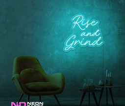 Color: Mint Green 'Rise and Grind' LED Neon Sign