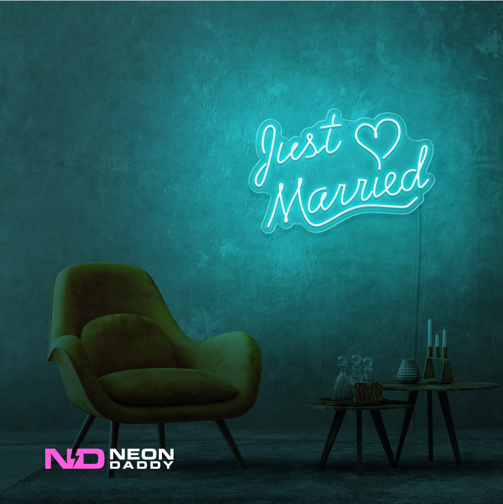 Color: Mint Green Just Married LED Neon Sign - Wedding Neon Signs