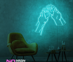Color: Mint Green 'Naughty Hands' LED Neon Sign - Boujee Neon Signs