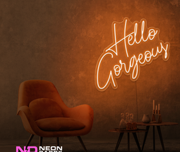 Color: Orange 'Hello Gorgeous' LED Neon Sign - Affordable Neon Signs