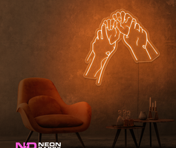 Color: Orange 'Naughty Hands' LED Neon Sign - Boujee Neon Signs