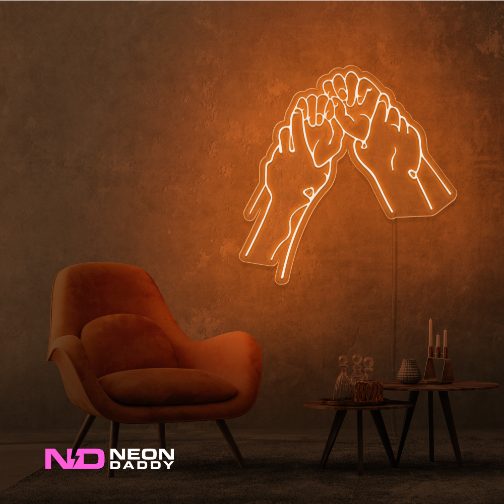 Color: Orange 'Naughty Hands' LED Neon Sign - Boujee Neon Signs