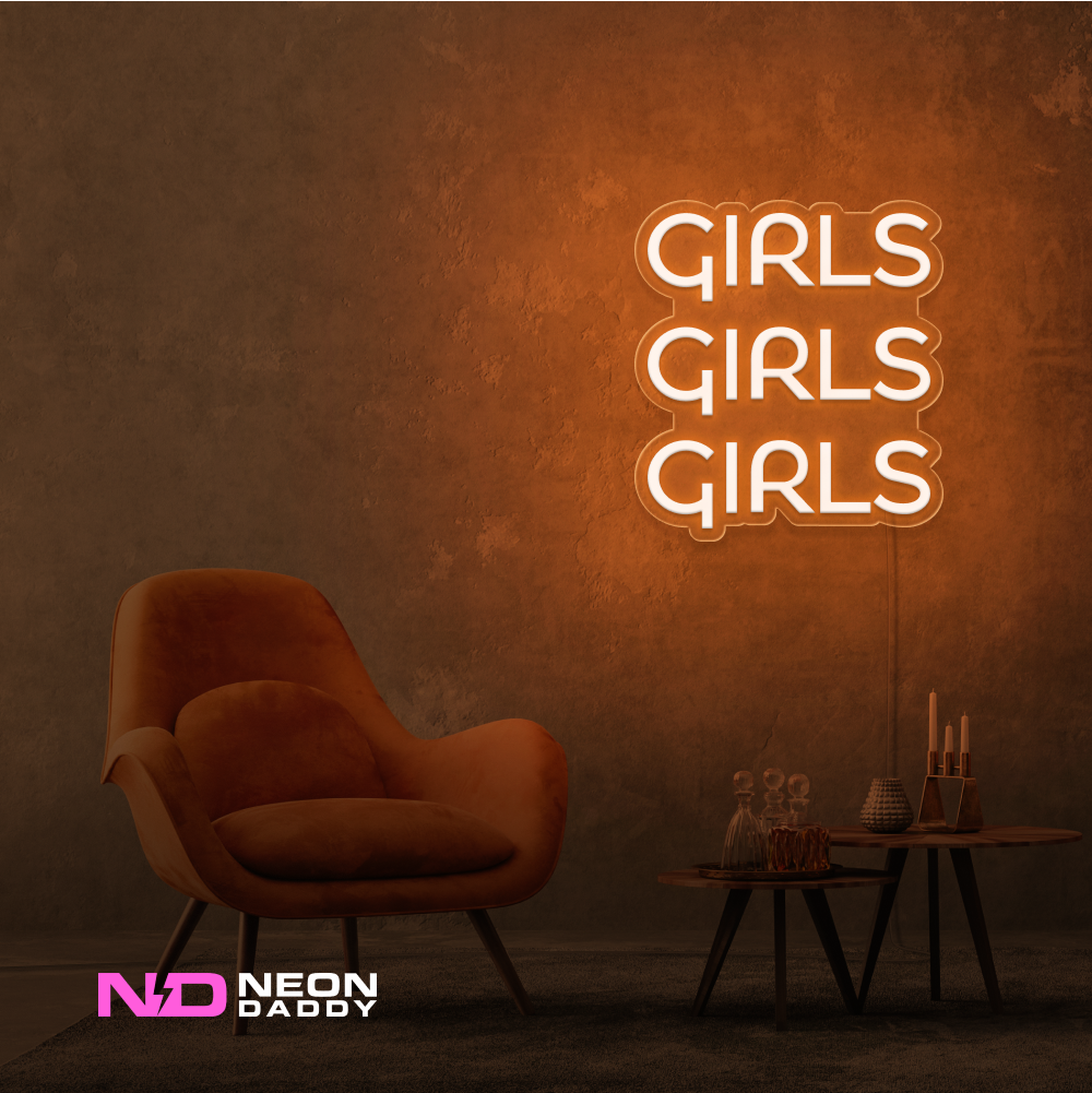Color: Orange Girls Girls Girls LED Neon Sign