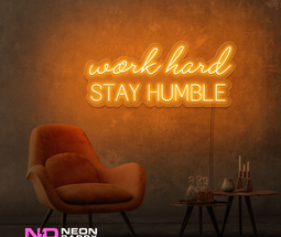 Color: Orange 'Work Hard Stay Humble' - Affordable Neon Signs