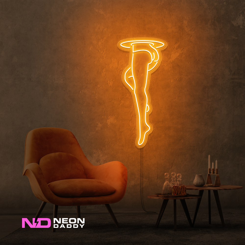 Color: Orange 'Womans Legs Portal' - LED Neon Sign - Affordable Neon Signs