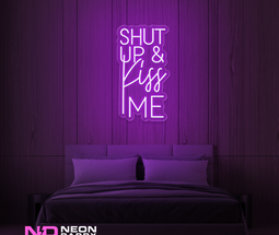 Color: Purple Shut up And Kiss Me LED Neon Sign