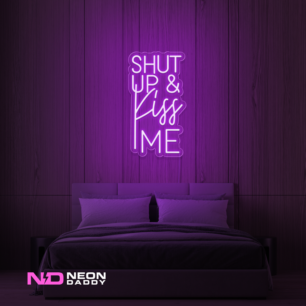 Color: Purple Shut up And Kiss Me LED Neon Sign