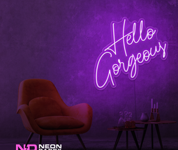 Color: Purple 'Hello Gorgeous' LED Neon Sign - Affordable Neon Signs