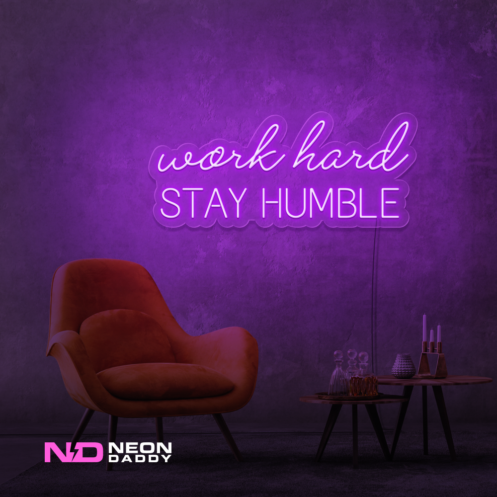 Color: Purple 'Work Hard Stay Humble' - Affordable Neon Signs