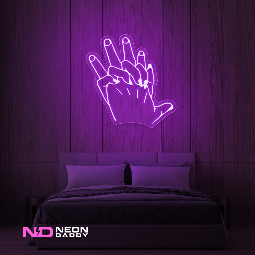 Color: Purple 'Hand Holding' LED Neon Sign - Romantic Neon Signs
