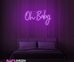 Color: Purple 'Oh Baby' - LED Neon Sign - Event Neon Signs