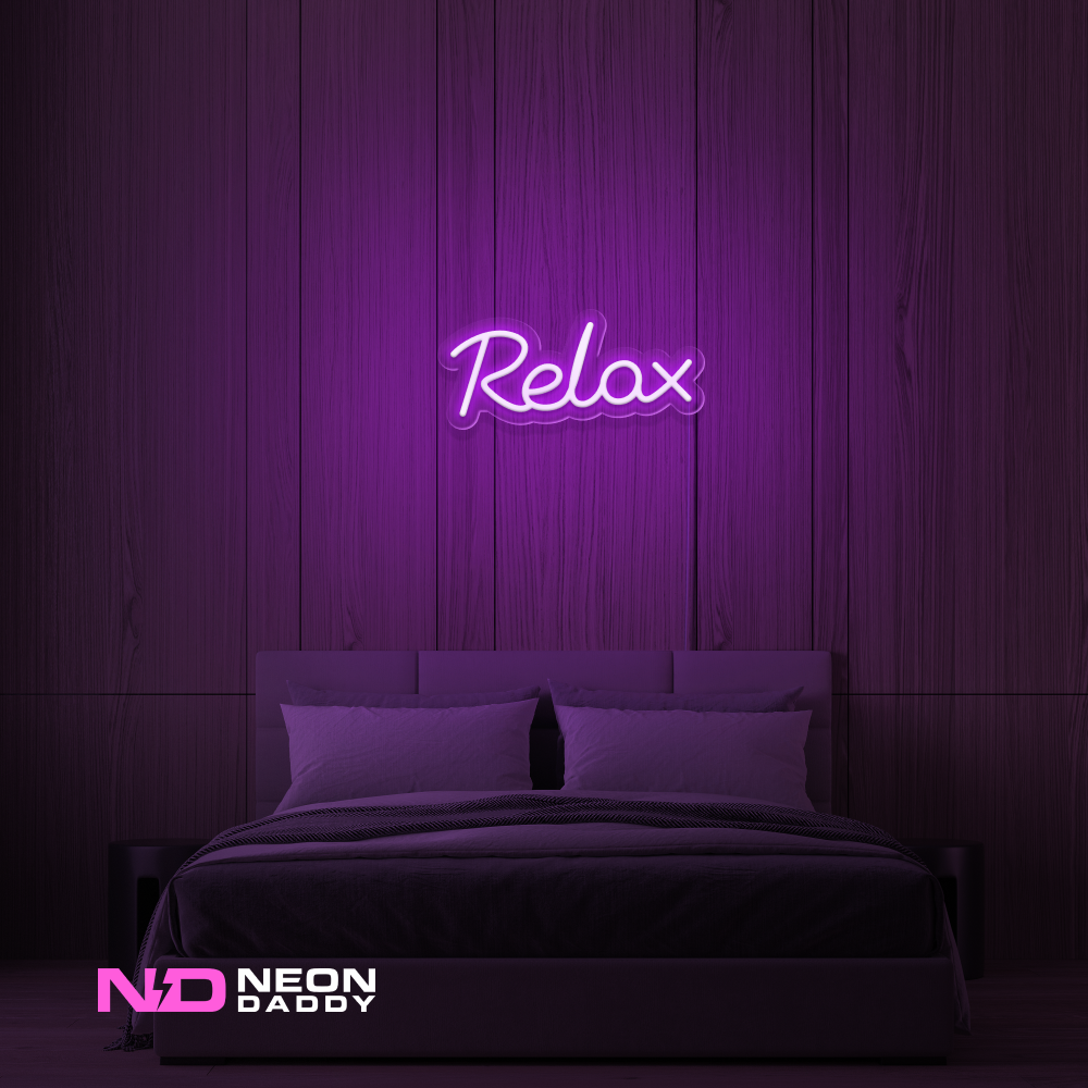 Color: Purple 'Relax' - LED Neon Sign - Affordable Neon Signs