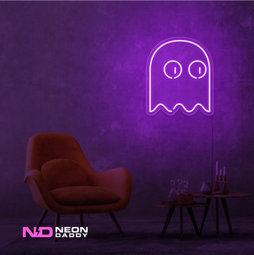 Color: Purple Ghost Pacman LED Neon Sign