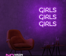 Color: Purple Girls Girls Girls LED Neon Sign