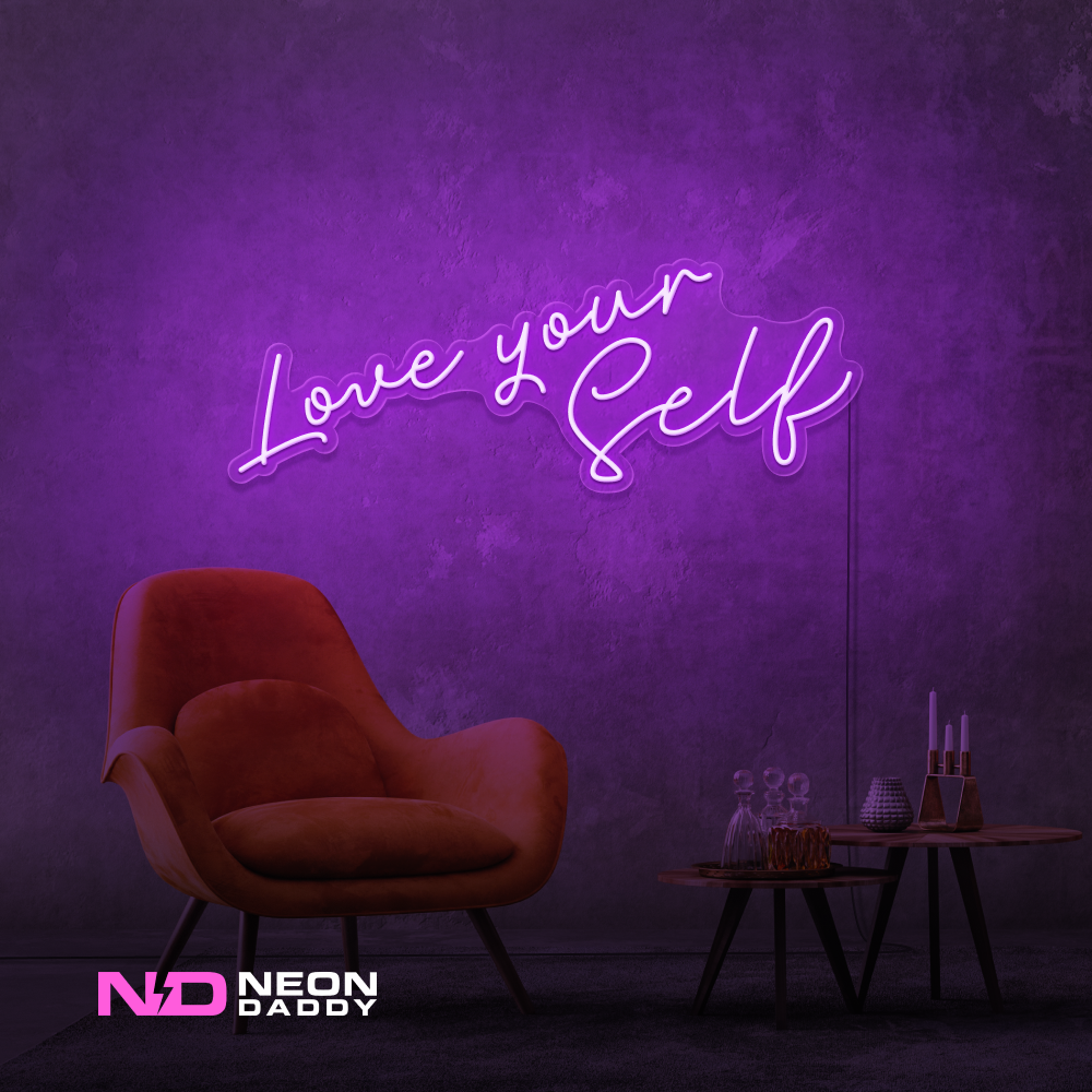 Color: Purple 'Love Yourself' - LED Neon Sign - Affordable Neon Signs