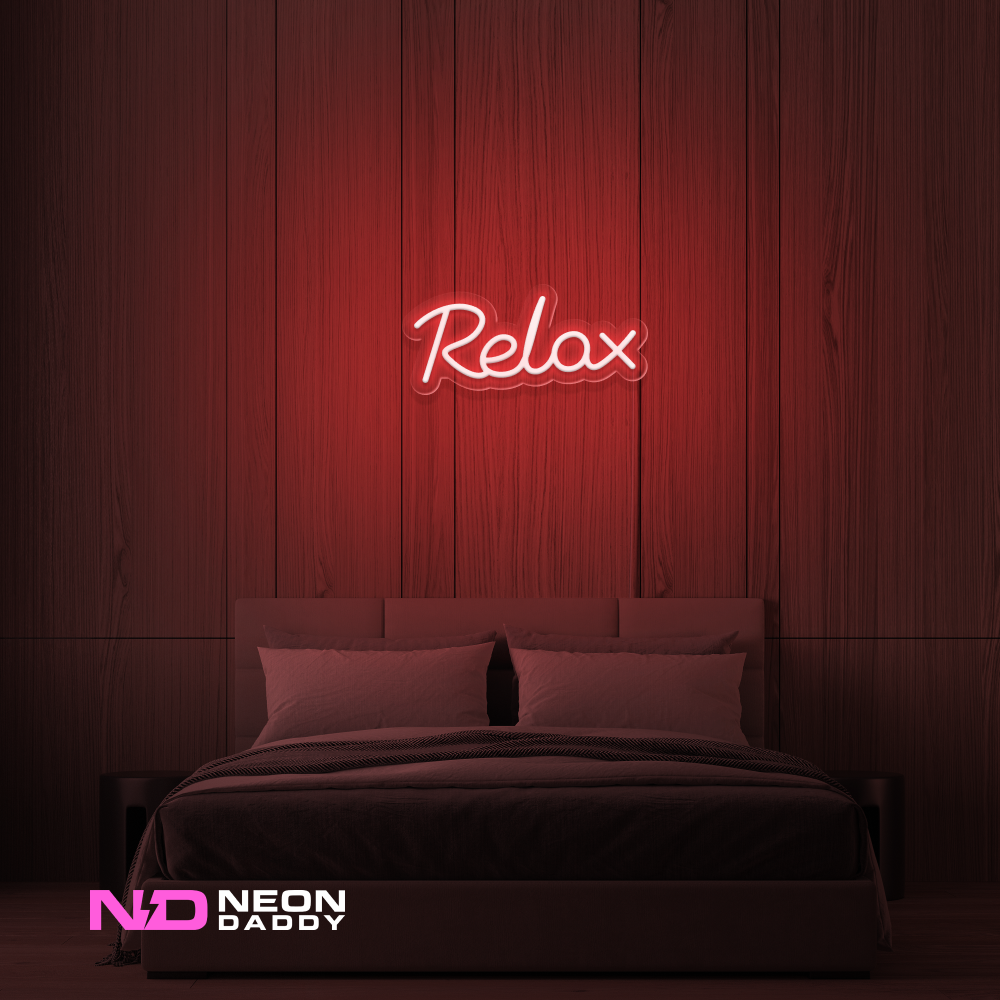 Color: Red 'Relax' - LED Neon Sign - Affordable Neon Signs