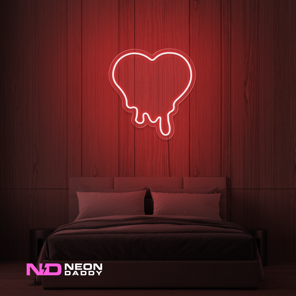 Color: Red 'Melting Heart' - LED Neon Sign - Affordable Neon Signs