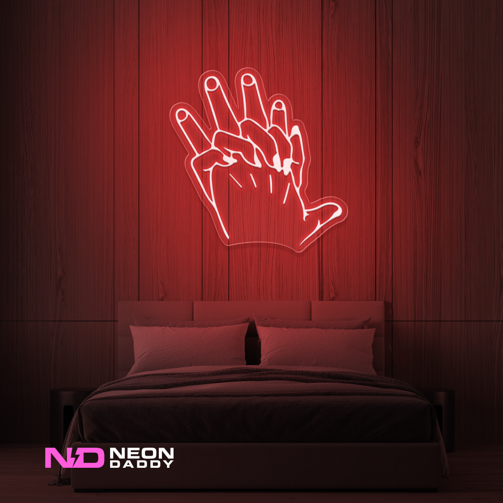 Color: Red 'Hand Holding' LED Neon Sign - Romantic Neon Signs