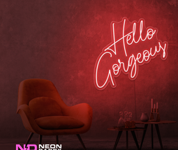 Color: Red 'Hello Gorgeous' LED Neon Sign - Affordable Neon Signs