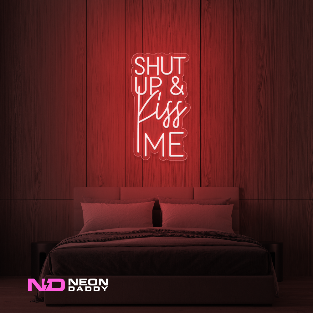 Color: Red Shut up And Kiss Me LED Neon Sign